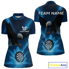 Load image into Gallery viewer, Custom Darts Shirt For Women Blue Icy Eagle Dartboard Dart Jerseys, Dart Team Shirts NYN1149