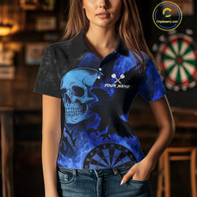 Load image into Gallery viewer, Darts Shirt For Women Personalized Flame Eagle Dartboard Dart Team Jerseys | Blue NYN1156
