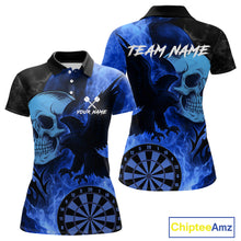 Load image into Gallery viewer, Darts Shirt For Women Personalized Flame Eagle Dartboard Dart Team Jerseys | Blue NYN1156