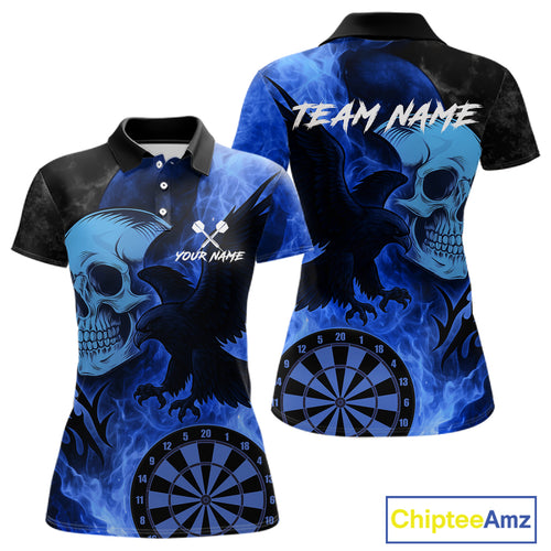 Darts Shirt For Women Personalized Flame Eagle Dartboard Dart Team Jerseys | Blue NYN1156