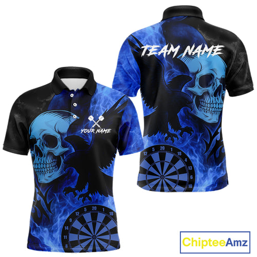 Darts Shirt For Men Personalized Flame Eagle Dartboard Dart Team Jerseys | Blue NYN1156