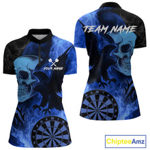 Load image into Gallery viewer, Darts Shirt For Women Personalized Flame Eagle Dartboard Dart Team Jerseys | Blue NYN1156