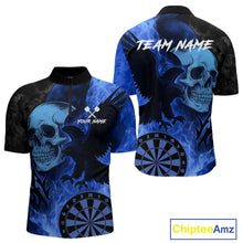 Load image into Gallery viewer, Darts Shirt For Men Personalized Flame Eagle Dartboard Dart Team Jerseys | Blue NYN1156