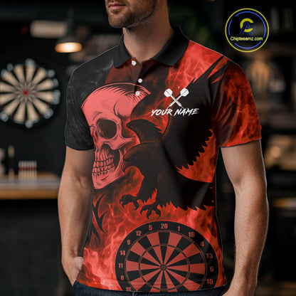 Darts Shirt For Men Personalized Flame Eagle Dartboard Dart Team Jerseys | Red NYN1157