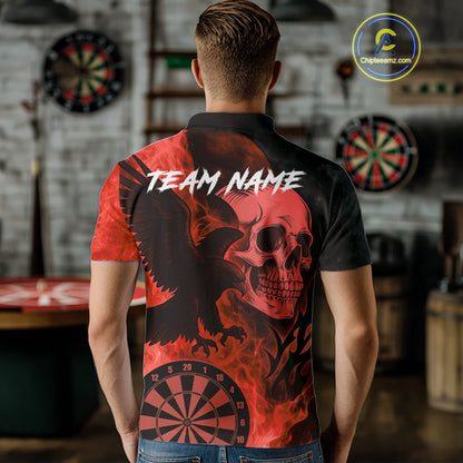 Darts Shirt For Men Personalized Flame Eagle Dartboard Dart Team Jerseys | Red NYN1157
