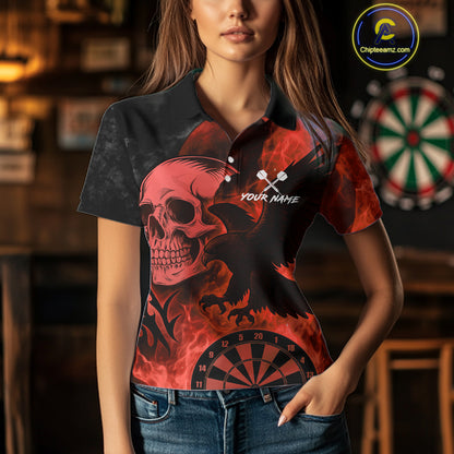 Darts Shirt For Women Personalized Flame Eagle Dartboard Dart Team Jerseys | Red NYN1157