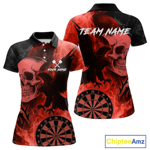 Darts Shirt For Women Personalized Flame Eagle Dartboard Dart Team Jerseys | Red NYN1157