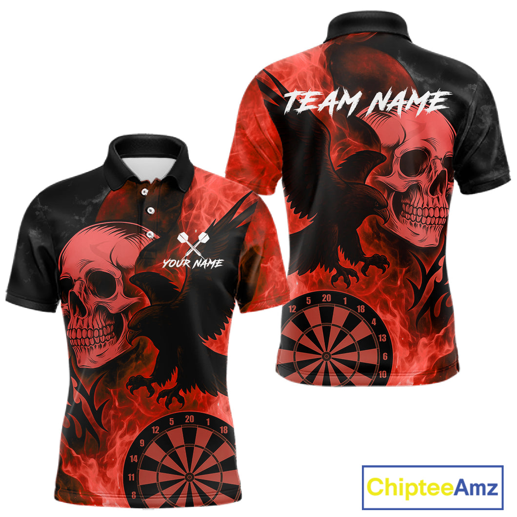 Darts Shirt For Men Personalized Flame Eagle Dartboard Dart Team Jerseys | Red NYN1157