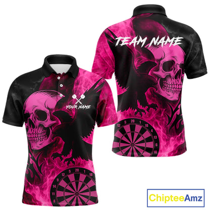 Darts Shirt For Men Personalized Flame Eagle Dartboard Dart Team Jerseys | Pink NYN1158