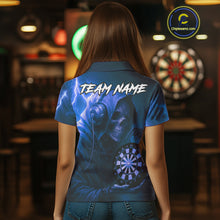 Load image into Gallery viewer, Custom Funny Skull Darts Shirt For Women Personalized Blue Dartboard Dart Team Jerseys NYN1160