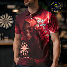 Load image into Gallery viewer, Custom Funny Skull Darts Shirt For Men Personalized Red Dartboard Dart Team Jerseys NYN1161