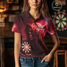 Load image into Gallery viewer, Custom Funny Skull Darts Shirt For Women Personalized Red Dartboard Dart Team Jerseys NYN1161