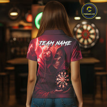 Load image into Gallery viewer, Custom Funny Skull Darts Shirt For Women Personalized Red Dartboard Dart Team Jerseys NYN1161
