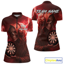 Load image into Gallery viewer, Custom Funny Skull Darts Shirt For Women Personalized Red Dartboard Dart Team Jerseys NYN1161