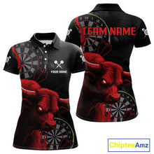 Load image into Gallery viewer, Red Ferocious Bull Grunge Dartboard Darts Shirt For Women - Custom Name &amp; Team Jersey NYN0611