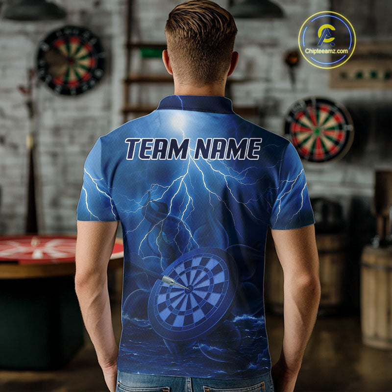 Thunder Dartboard In The Ocean Blue Darts Shirt For Men - Custom Name & Team Jersey NYN0614