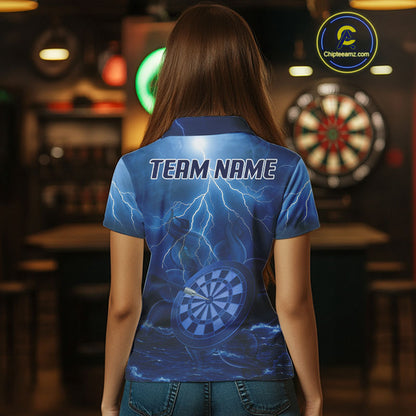 Thunder Dartboard In The Ocean Blue Darts Shirt For Women - Custom Name & Team Jersey NYN0614