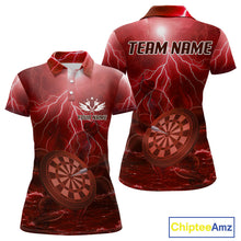 Load image into Gallery viewer, Thunder Dartboard In The Ocean Red Darts Shirt For Women - Custom Name &amp; Team NYN0615