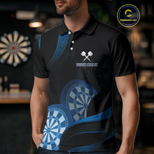Load image into Gallery viewer, Three Blue-Dartboard 3D Tribal Darts Shirt For Men - Custom Name &amp; Team Jersey NYN0622