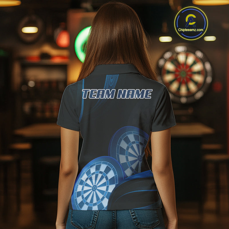 Three Blue-Dartboard 3D Tribal Darts Shirt For Women - Custom Name & Team Jersey NYN0622