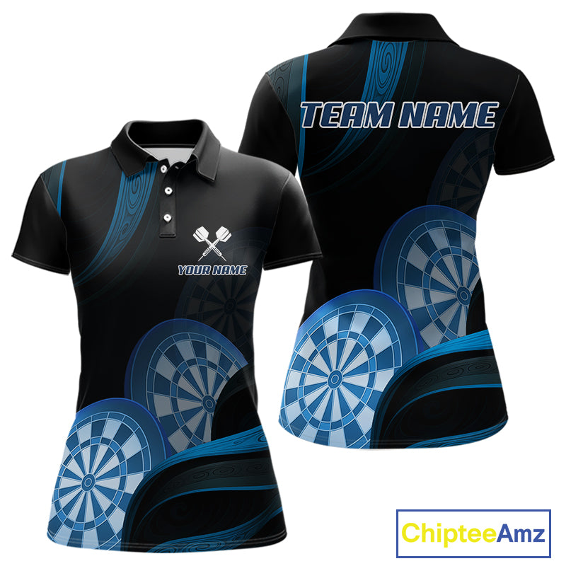 Three Blue-Dartboard 3D Tribal Darts Shirt For Women - Custom Name & Team Jersey NYN0622