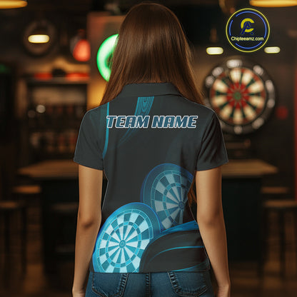 Three Turquoise-Dartboard 3D Tribal Darts Shirt For Women - Custom Name & Team Jersey NYN0623