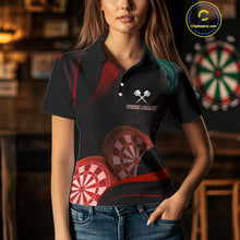 Load image into Gallery viewer, Three Red-Dartboard 3D Tribals Dart Shirt For Women - Custom Name &amp; Team Jersey NYN0624