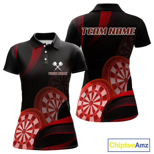 Three Red-Dartboard 3D Tribals Dart Shirt For Women - Custom Name & Team Jersey NYN0624