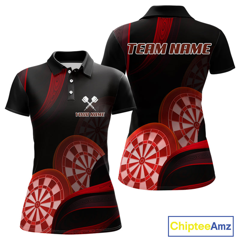 Three Red-Dartboard 3D Tribals Dart Shirt For Women - Custom Name & Team Jersey NYN0624