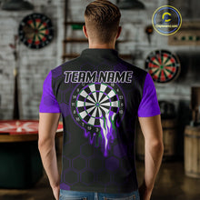 Load image into Gallery viewer, Purple Dripping Dartboard &amp; US Flag Men's Darts Polo Shirt - Custom Name For Dart Players NYN0801