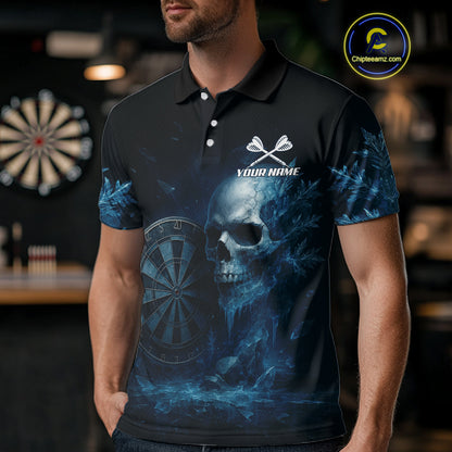 Custom Men Darts Shirt With Icy Skull Personalized Team Dartboard Darts Jerseys NYN1215