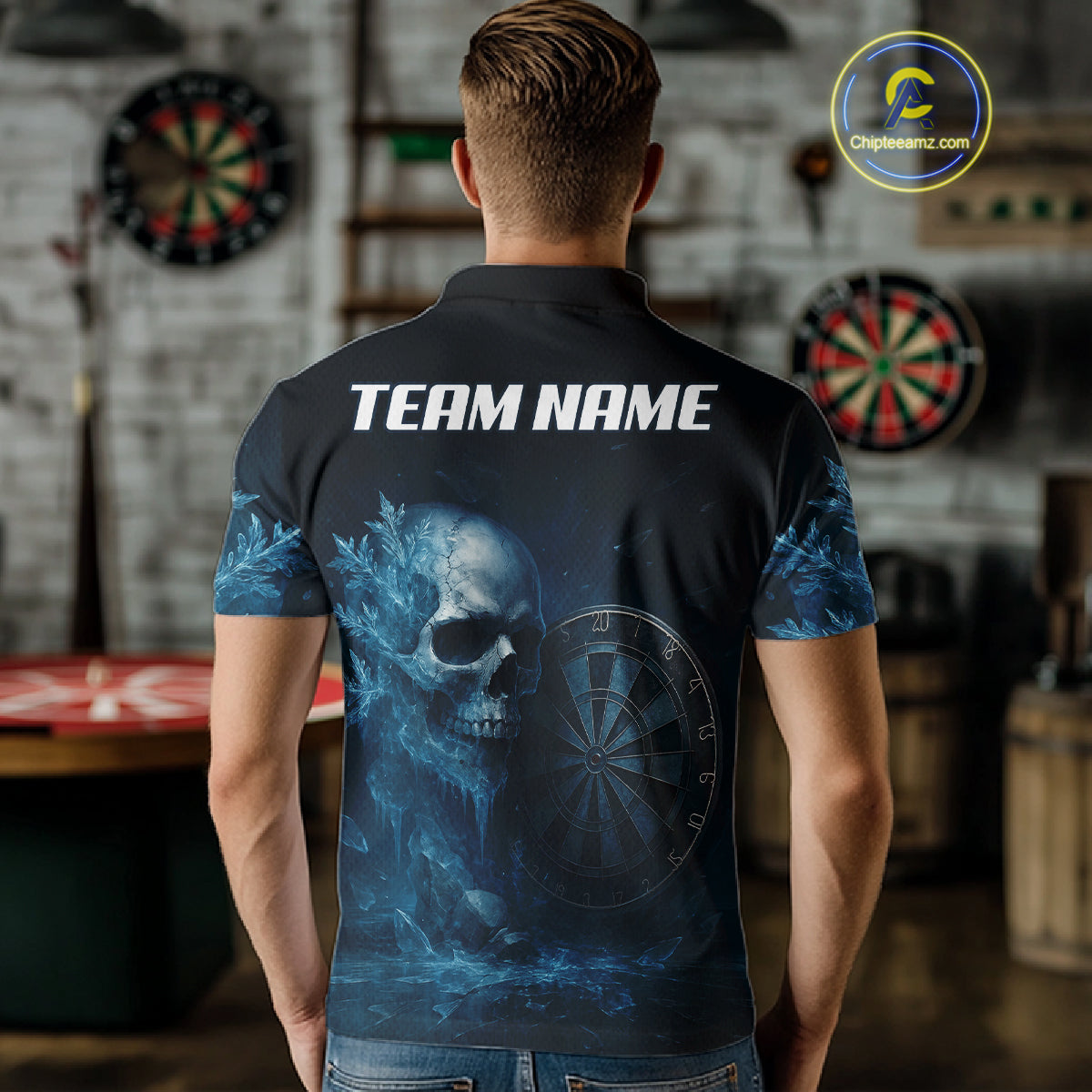 Custom Men Darts Shirt With Icy Skull Personalized Team Dartboard Darts Jerseys NYN1215