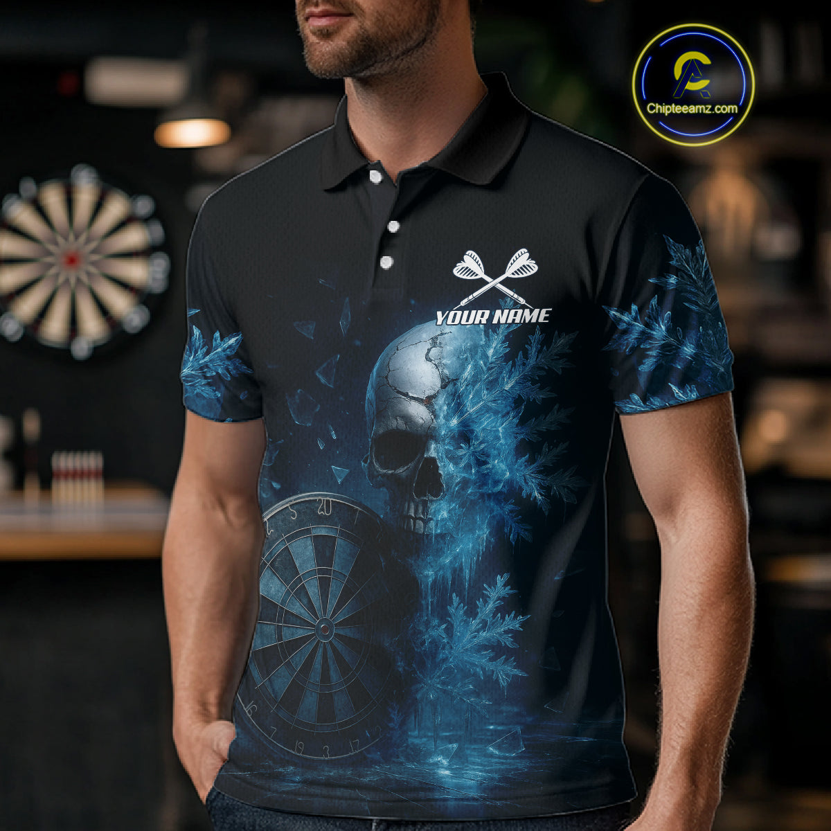 Personalized Icy Skull Dart Shirt Custom Dartboard Team Dart Jerseys For Men NYN1216