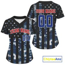 Load image into Gallery viewer, Patriotic Baseball Jerseys Custom Navy Camouflage Baseball Jersey For Women &amp; Youth NYN1206