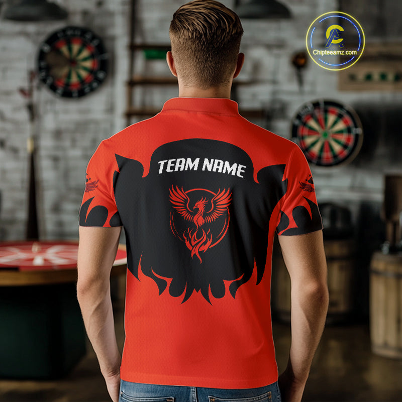 Maroon Phoenix Wings Dart Arrow Darts Shirt For Men - Custom Team & Player Name NYN0364