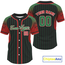 Load image into Gallery viewer, Green And Red Pinstripe Baseball Jersey For Men Custom Youth Classic Baseball Shirt NYN0816