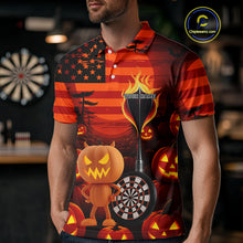 Load image into Gallery viewer, Pumpkin Play Darts Custom Halloween Dart Polo Shirts For Men, Funny Dart Jerseys NYN0807