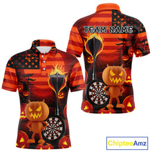 Load image into Gallery viewer, Pumpkin Play Darts Custom Halloween Dart Polo Shirts For Men, Funny Dart Jerseys NYN0807