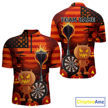 Load image into Gallery viewer, Pumpkin Play Darts Custom Halloween Dart 1/4-Zip Shirts For Men, Funny Dart Jerseys NYN0807