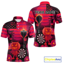 Load image into Gallery viewer, Pumpkin Play Darts Custom Halloween Dart Polo Shirts For Men, Funny Dart Jerseys NYN0808
