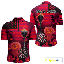 Load image into Gallery viewer, Pumpkin Play Darts Custom Halloween Dart 1/4-Zip Shirts For Men, Funny Dart Jerseys NYN0808