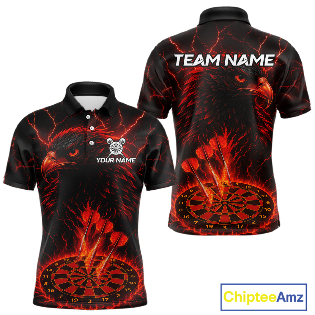 Personalized Lightning Eagle Dart Shirt Custom Red Dartboard Dart Jerseys For Men NYN1222