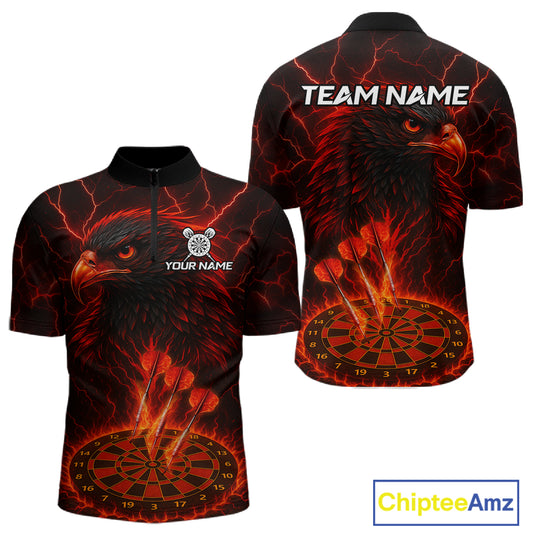 Personalized Lightning Eagle Dart Shirt Custom Red Dartboard Dart Jerseys For Men NYN1222