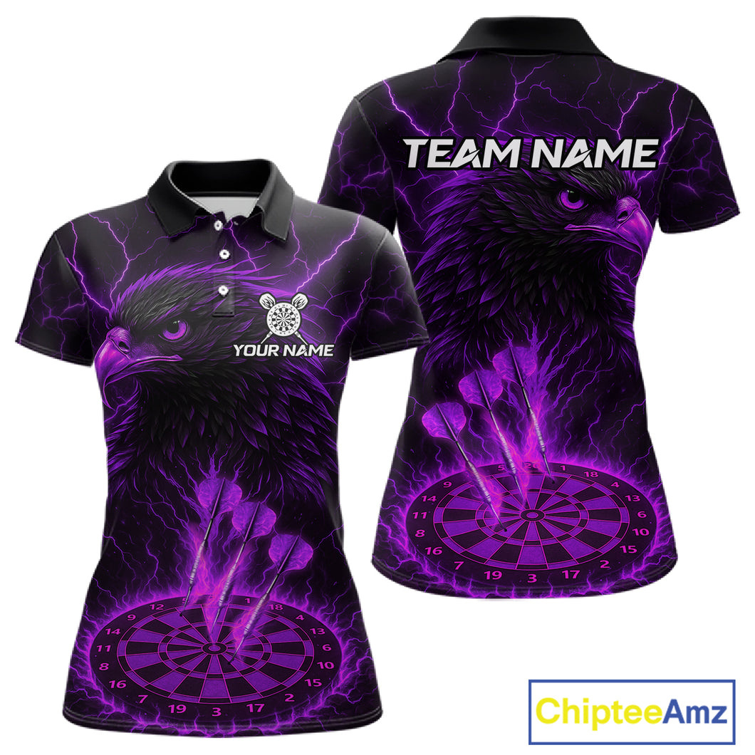 Personalized Lightning Eagle Dart Shirt Custom Purple Dartboard Dart Jerseys For Women NYN1223