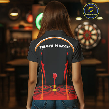 Red Dartboard & Dart Arrow Darts Shirt For Women - Custom Team Name - Darts Jersey NYN0369