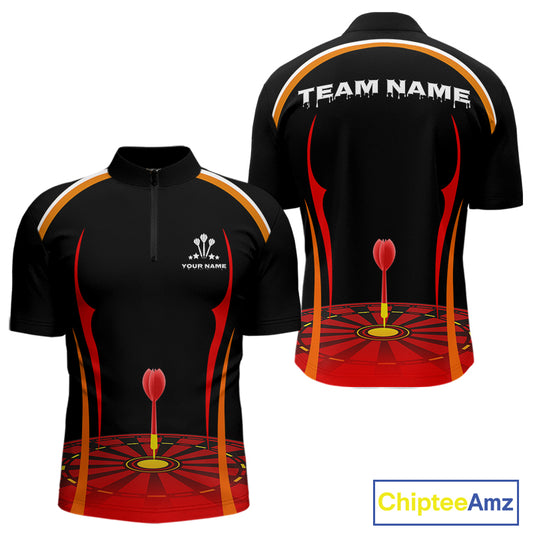 Red Dartboard & Dart Arrow Darts Shirt For Men - Custom Team Name - Darts Jersey NYN0369