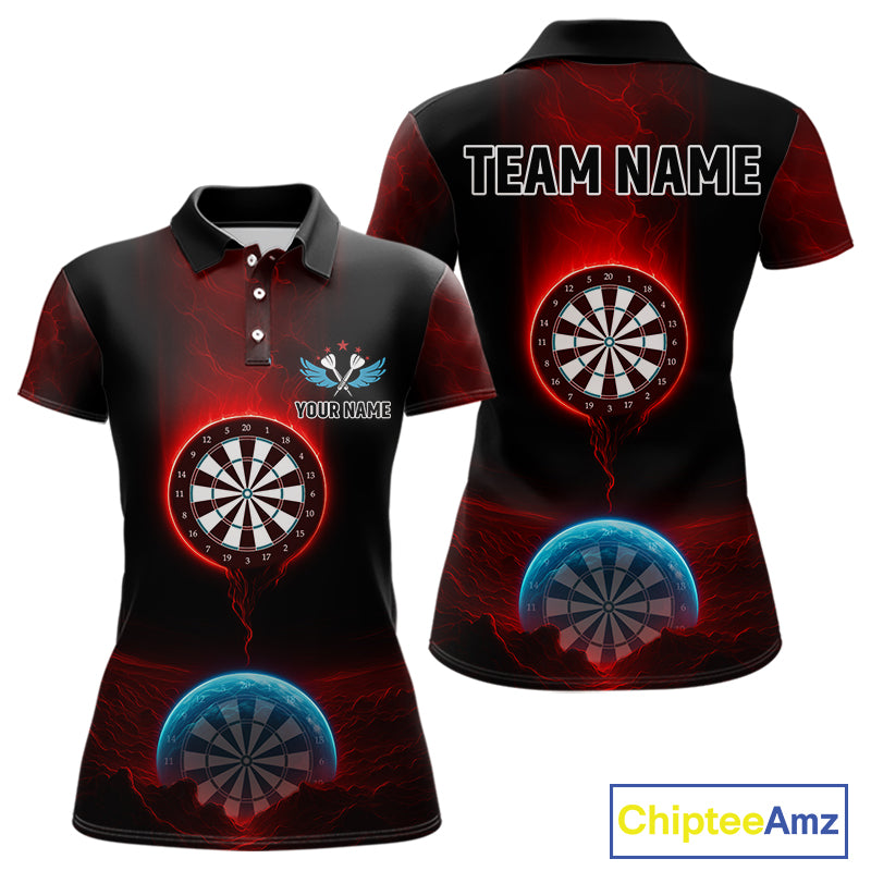 Thunder Dartboards Women's Darts Shirt - Custom Name & Team | Opt1 - Blue Red NYN0631