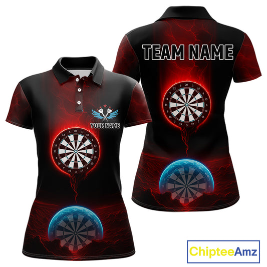 Thunder Dartboards Women's Darts Shirt - Custom Name & Team | Opt1 - Blue Red NYN0631