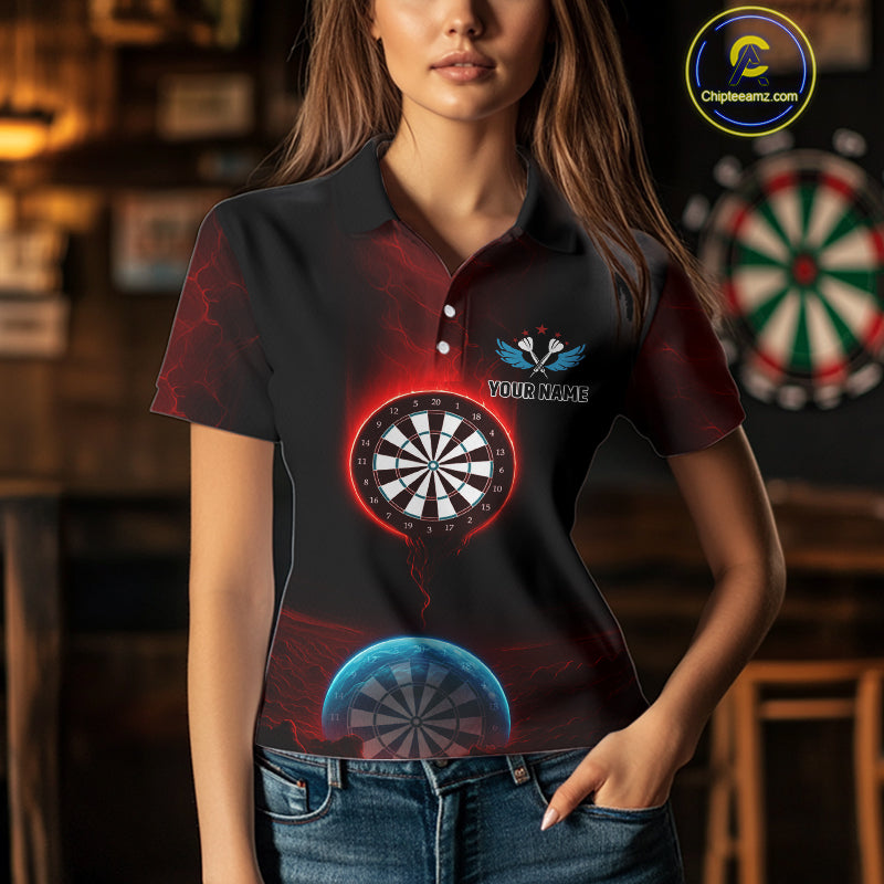Thunder Dartboards Women's Darts Shirt - Custom Name & Team | Opt1 - Blue Red NYN0631