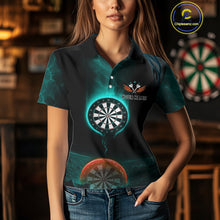 Load image into Gallery viewer, Thunder Dartboards Women's Darts Shirt - Custom Name &amp; Team | Opt2 - Turquoise Orange NYN0632